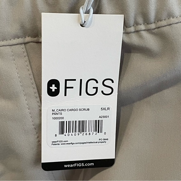 Figs Cairo Cargo Scrub Pants in Slate Gray with Neon Yellow Drawstring 5XLR - Picture 12 of 12